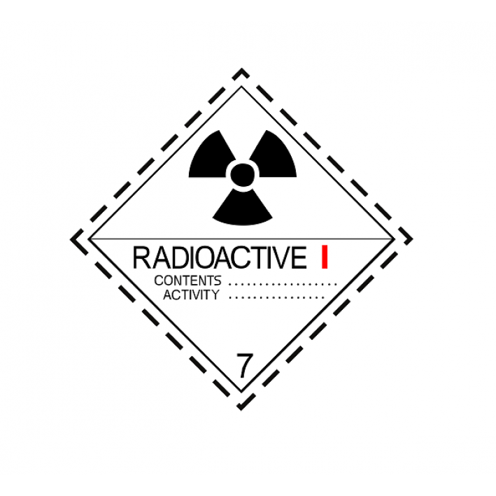 Etiqueta de perigo: Classe 7—Radioactive Cat. I - White (100 x 100 mm)