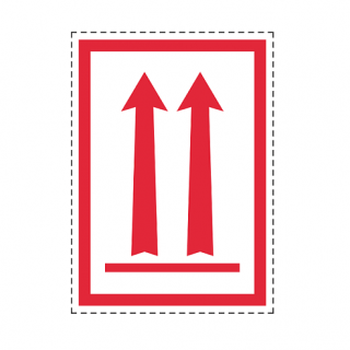 Etiqueta de manuseamento: Package Orientation (Vermelho) Etiqueta de manuseamento: Package Orientation (Vermelho)