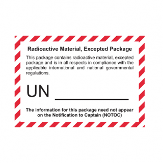 Etiqueta de manuseamento: Radioactice Material-Excepted Package Etiqueta de manuseamento: Radioactice Material-Excepted Package