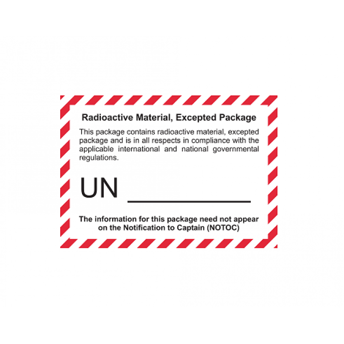 Etiqueta de manuseamento: Radioactice Material-Excepted Package