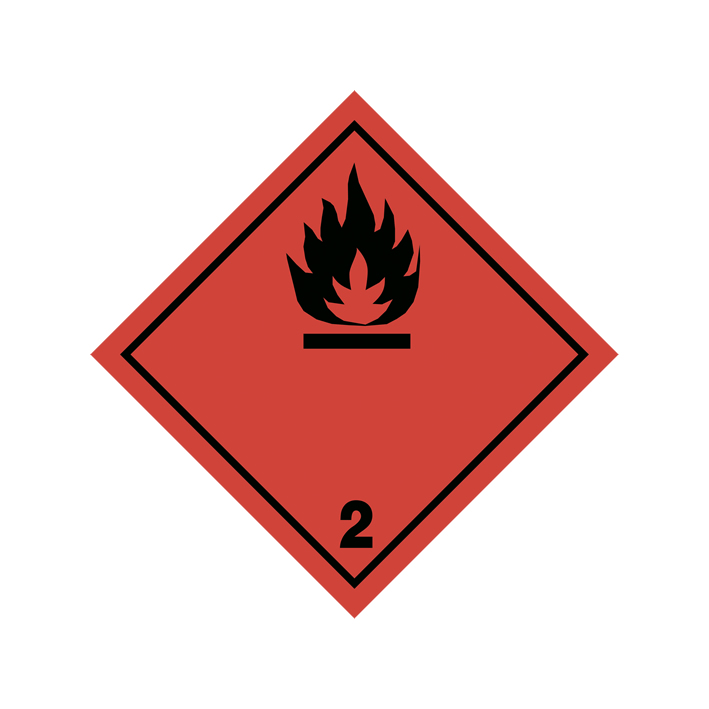 Placa-Etiqueta: Class 2.1—Flammable Gas (250 x 250 mm)