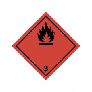 Etiqueta de perigo: Class 3—Flammable Liquid (100 x 100 mm)