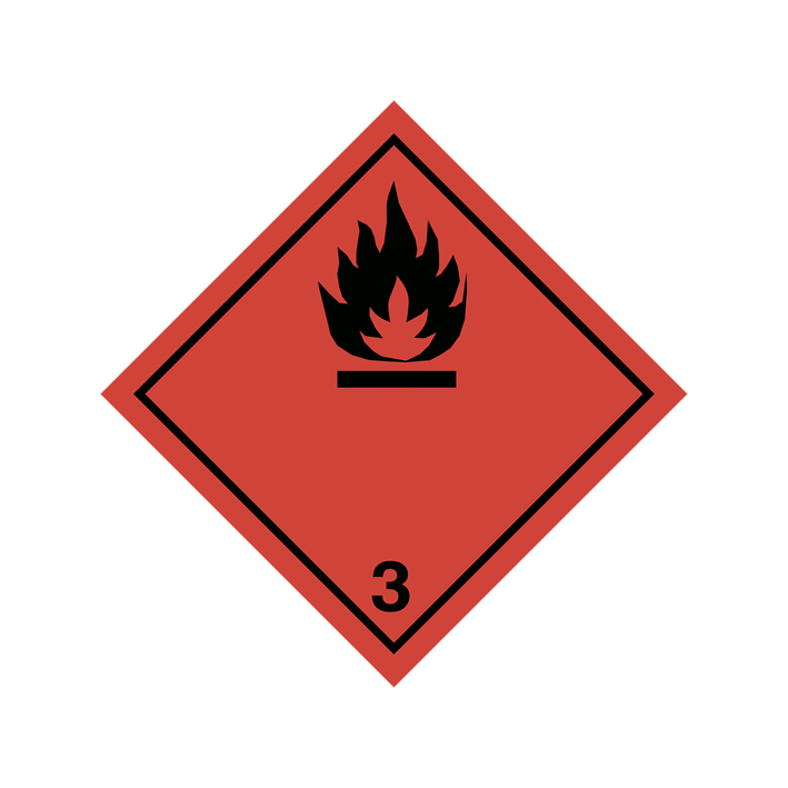 Etiqueta de perigo: Class 3—Flammable Liquid (100 x 100 mm)