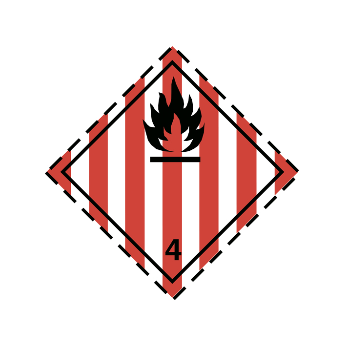 Etiqueta de perigo: Division 4.1—Flammable Solid (100 x 100 mm)