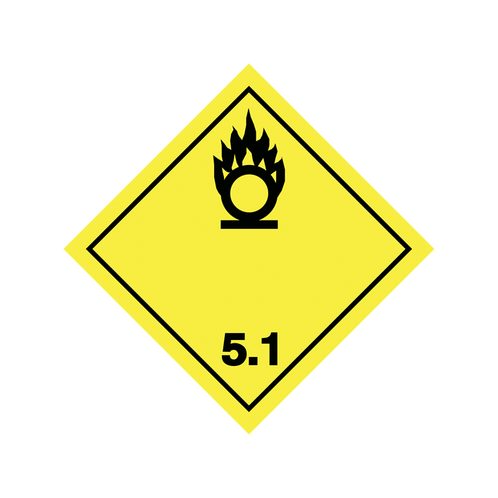 Etiqueta de perigo: Division 5.1—Oxidizing Substances (100 x 100 mm)