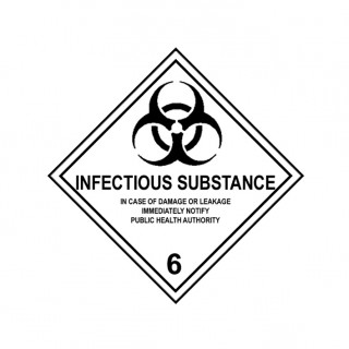 Etiqueta de perigo: Division 6.2—Infectious Substances (100 x 100 mm) Etiqueta de perigo: Division 6.2—Infectious Substances (100 x 100 mm)