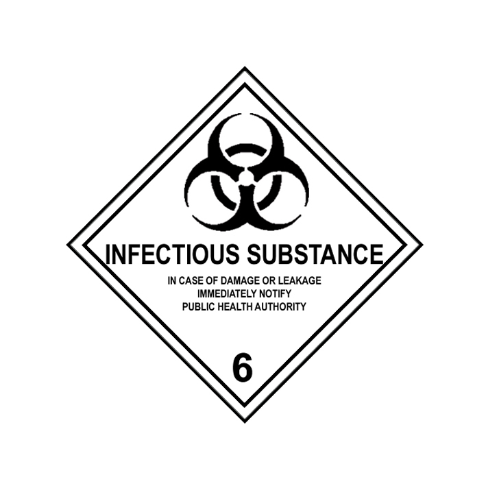 Etiqueta de perigo: Division 6.2—Infectious Substances (100 x 100 mm)