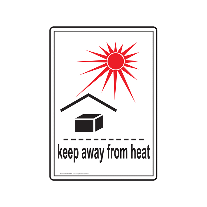 Etiqueta de manuseamento: Keep Away From Heat